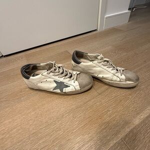 Golden Goose Women’s White and Blue Sneakers Size 39